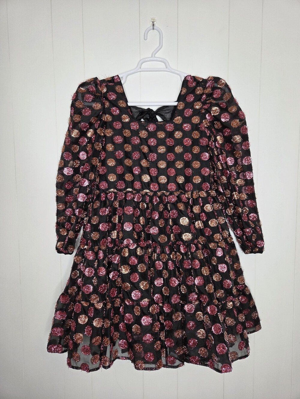 DREAM Sister Jane Alix Metallic Dotted Polka Dot Mini Dress Size Medium - Picture 2 of 9
